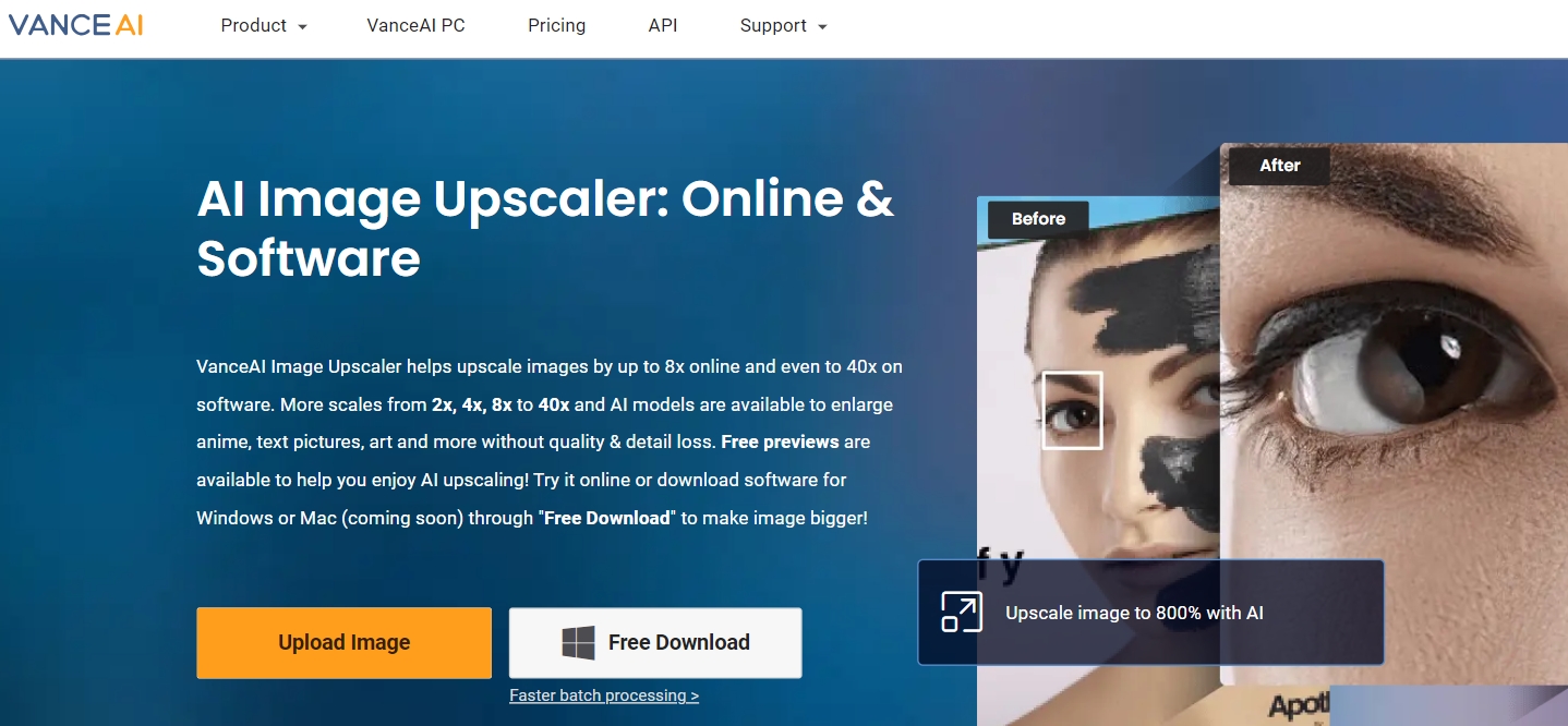 Vance AI upscaler